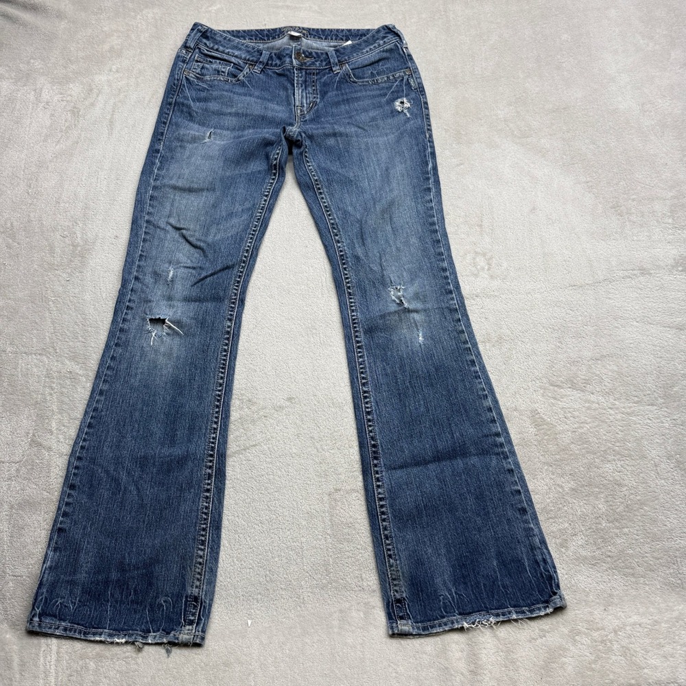Silver Jeans Aiko Bootcut Women 29 Blue Distressed Retro Western Boho Y2K Denim